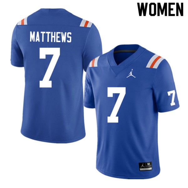 Women #7 Luke Matthews Florida Gators College Football Jerseys Throwback